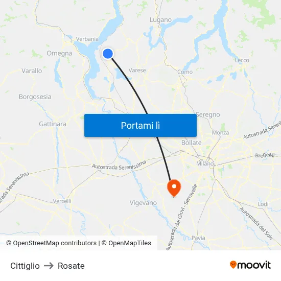 Cittiglio to Rosate map