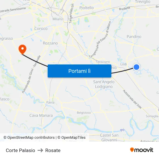 Corte Palasio to Rosate map