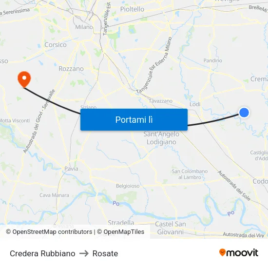 Credera Rubbiano to Rosate map