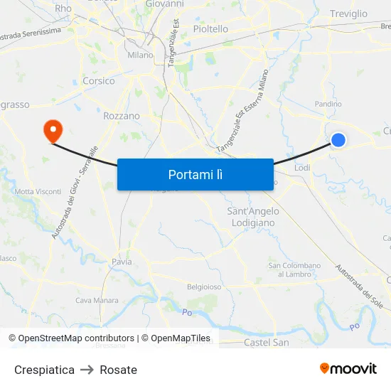 Crespiatica to Rosate map