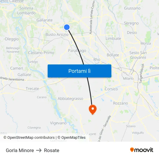 Gorla Minore to Rosate map