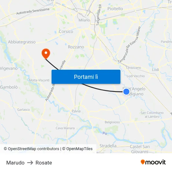 Marudo to Rosate map