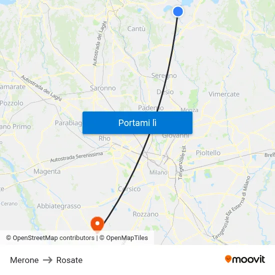 Merone to Rosate map