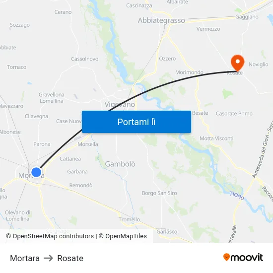 Mortara to Rosate map