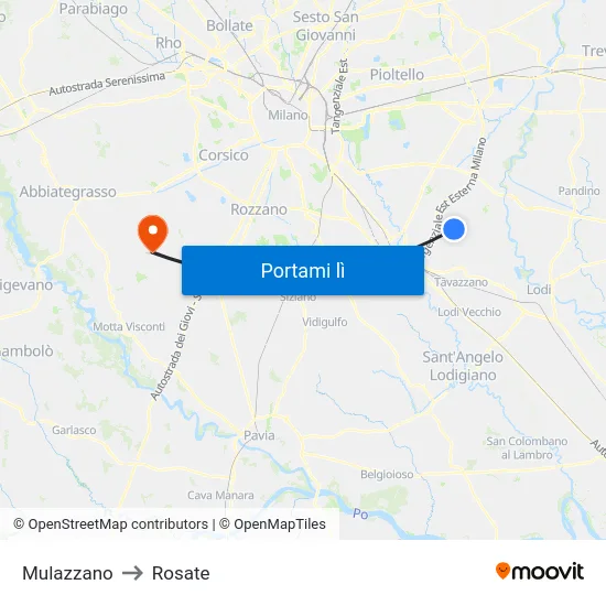 Mulazzano to Rosate map