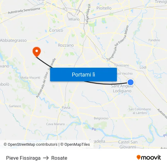 Pieve Fissiraga to Rosate map