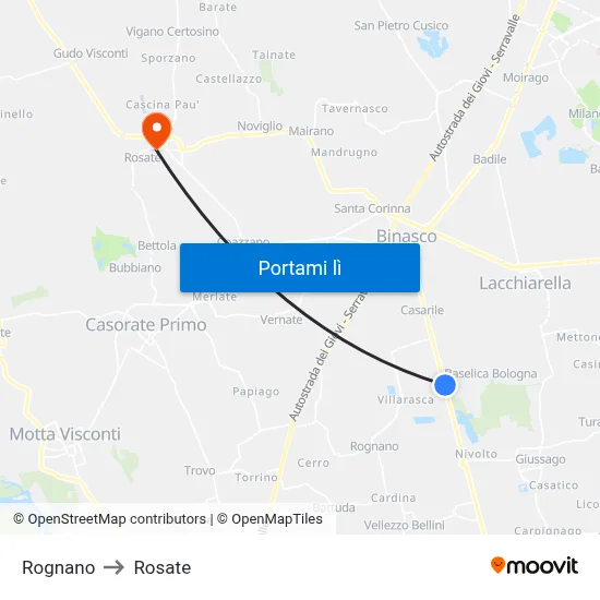Rognano to Rosate map