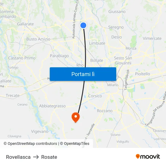 Rovellasca to Rosate map