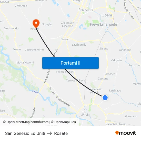 San Genesio Ed Uniti to Rosate map