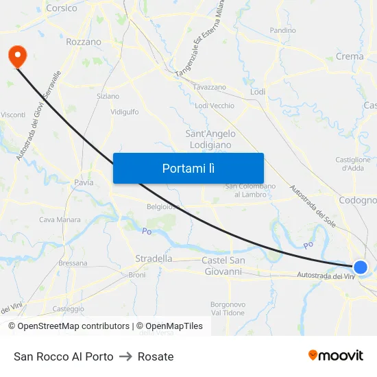 San Rocco Al Porto to Rosate map