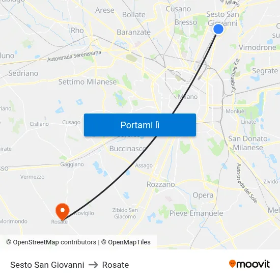 Sesto San Giovanni to Rosate map