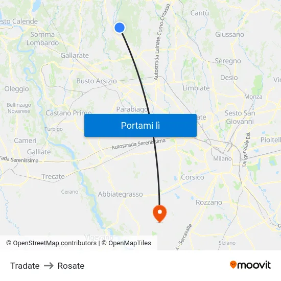 Tradate to Rosate map
