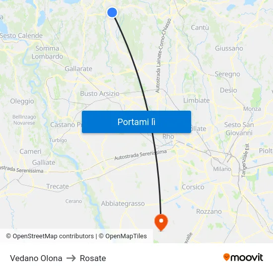 Vedano Olona to Rosate map