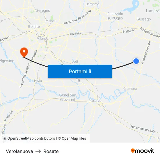 Verolanuova to Rosate map