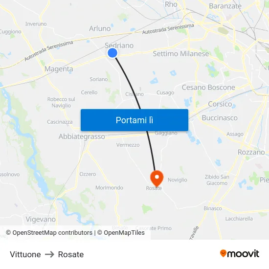 Vittuone to Rosate map
