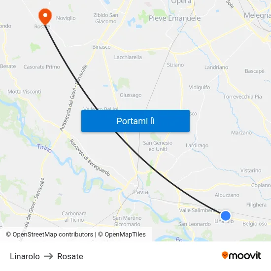 Linarolo to Rosate map
