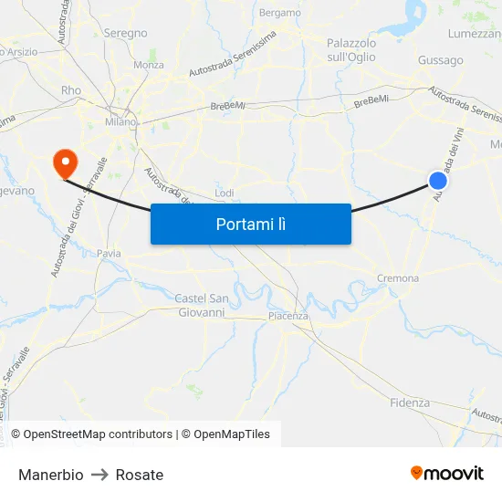 Manerbio to Rosate map