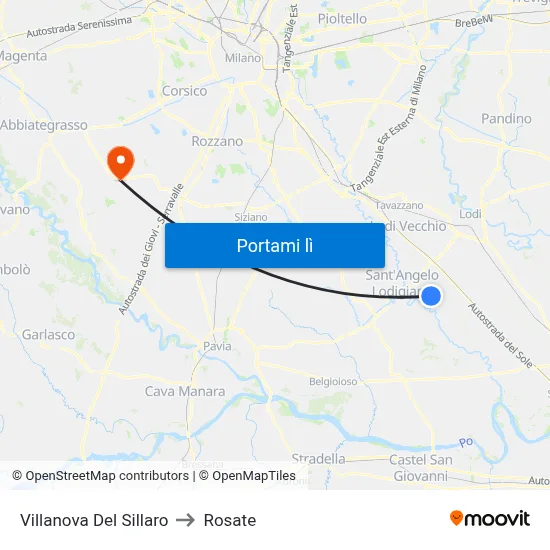 Villanova Del Sillaro to Rosate map