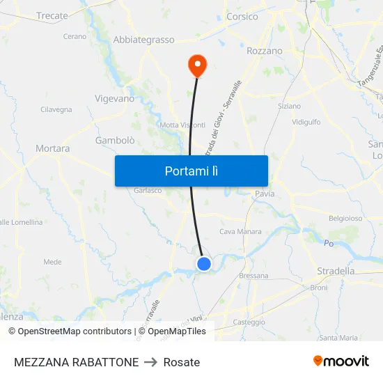 MEZZANA RABATTONE to Rosate map