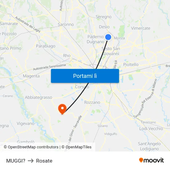 MUGGI? to Rosate map