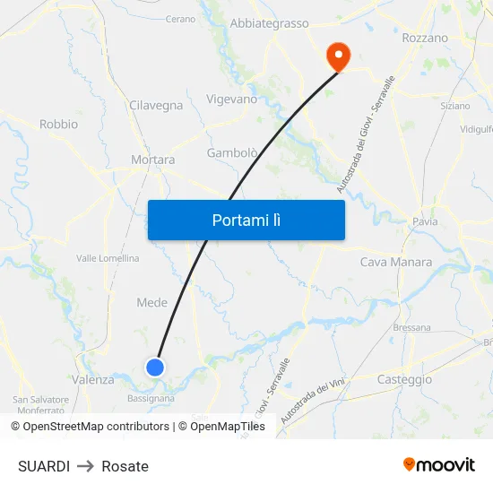 SUARDI to Rosate map