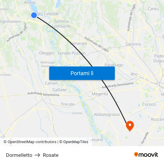 Dormelletto to Rosate map