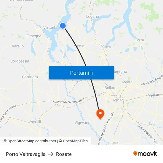 Porto Valtravaglia to Rosate map
