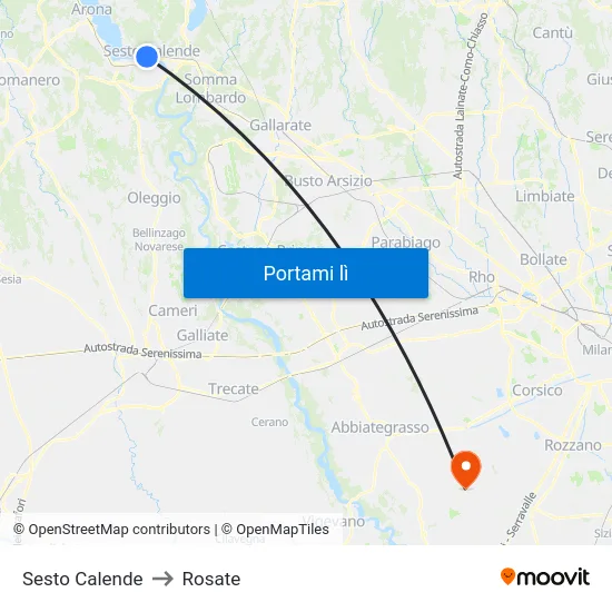 Sesto Calende to Rosate map