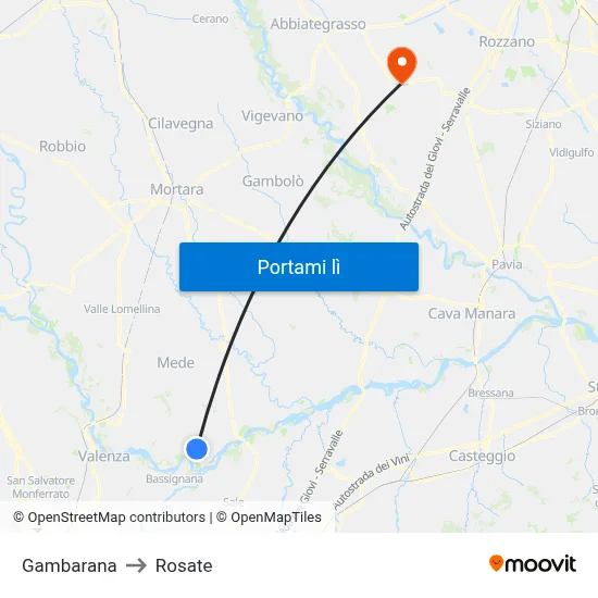 Gambarana to Rosate map
