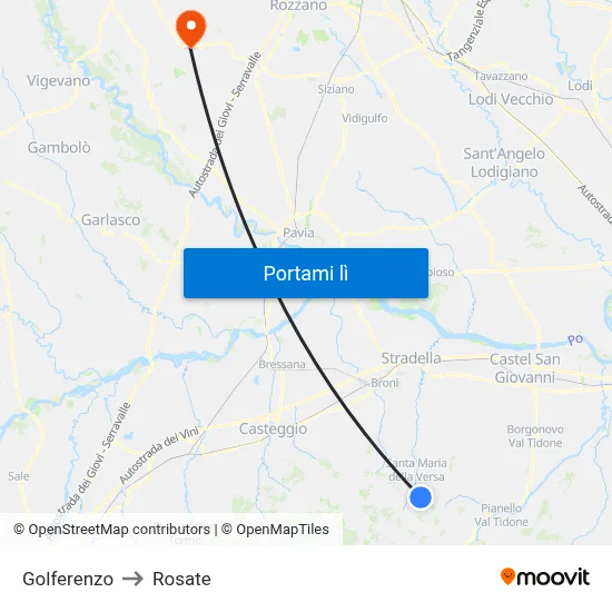 Golferenzo to Rosate map