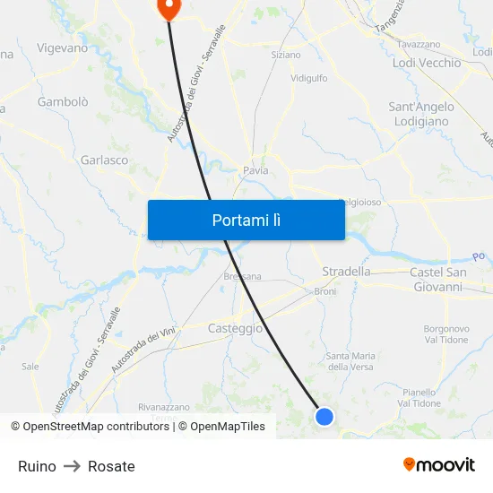 Ruino to Rosate map
