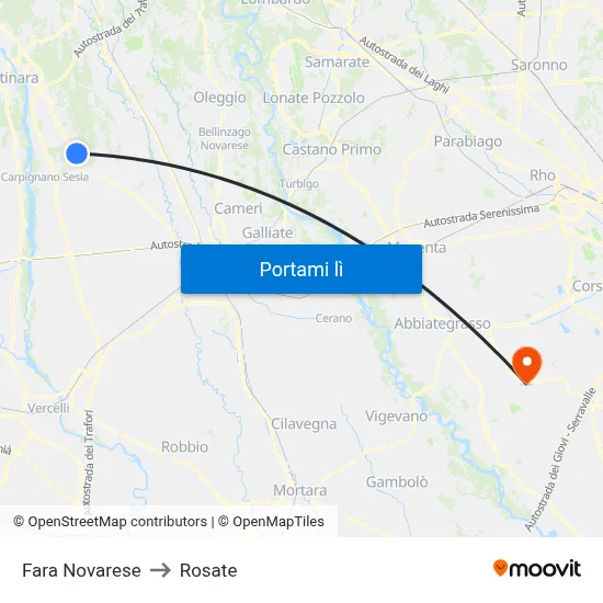 Fara Novarese to Rosate map