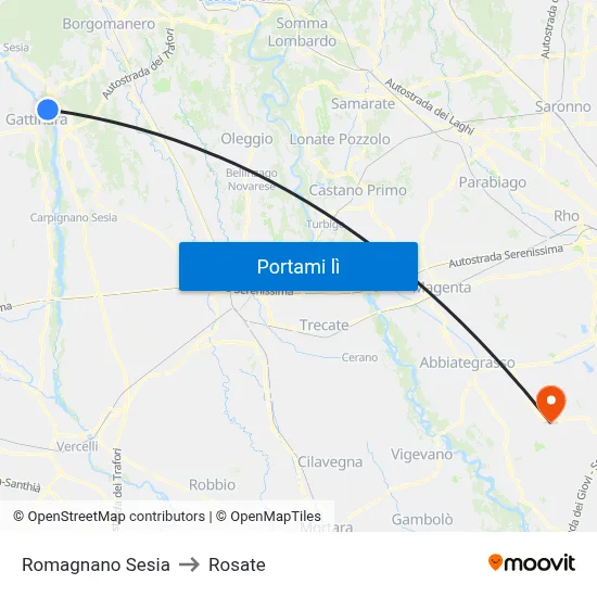 Romagnano Sesia to Rosate map