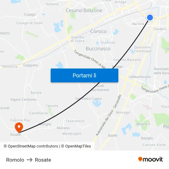 Romolo to Rosate map