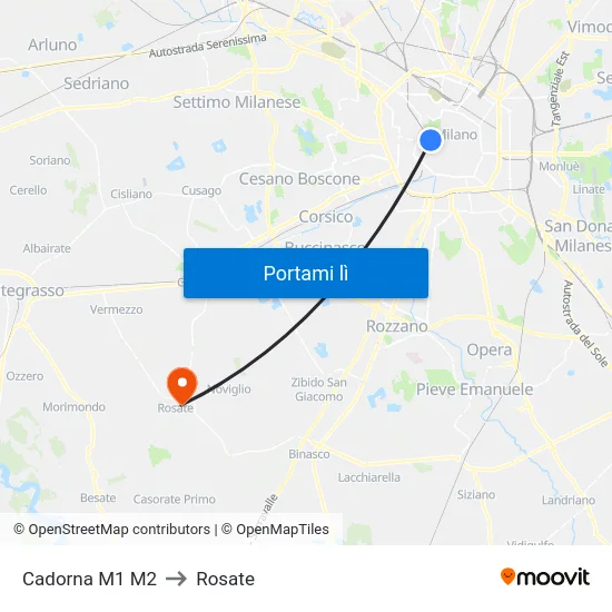 Cadorna M1 M2 to Rosate map
