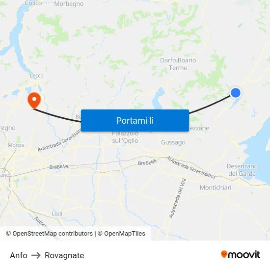 Anfo to Rovagnate map