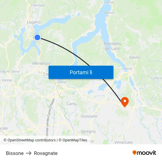 Bissone to Rovagnate map