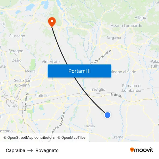 Capralba to Rovagnate map