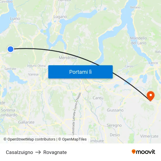 Casalzuigno to Rovagnate map