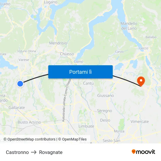 Castronno to Rovagnate map