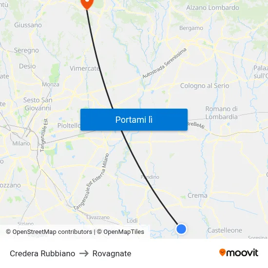 Credera Rubbiano to Rovagnate map