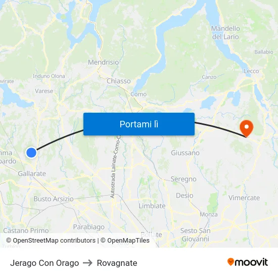 Jerago Con Orago to Rovagnate map