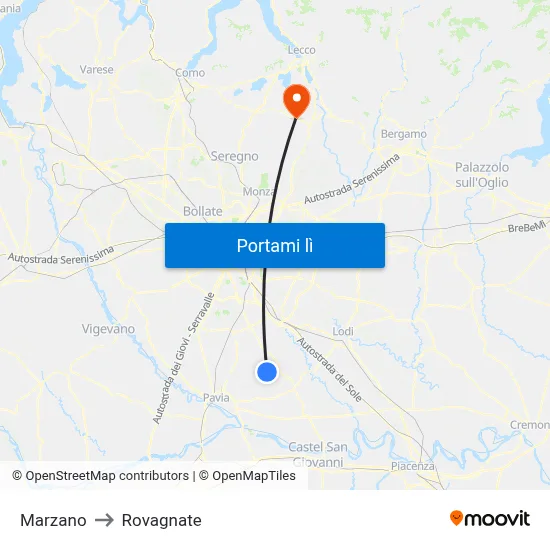 Marzano to Rovagnate map