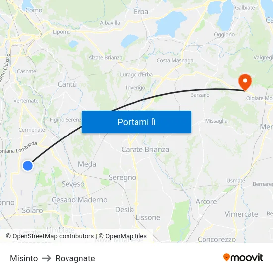 Misinto to Rovagnate map