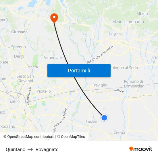 Quintano to Rovagnate map