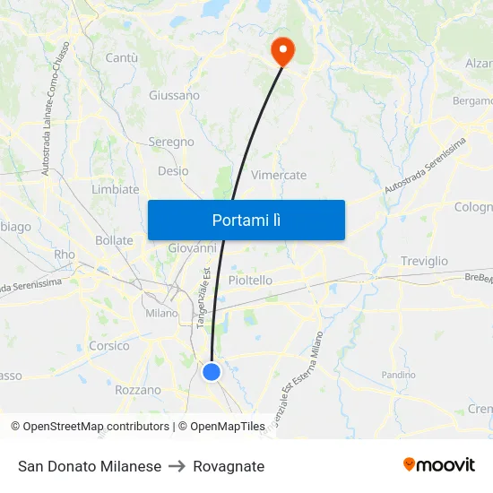 San Donato Milanese to Rovagnate map