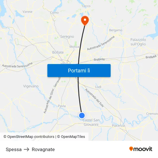 Spessa to Rovagnate map