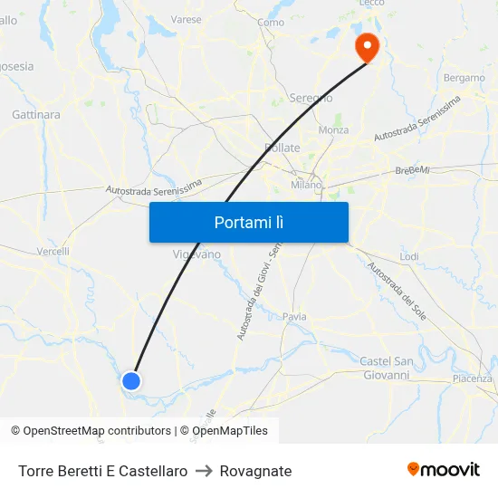 Torre Beretti E Castellaro to Rovagnate map