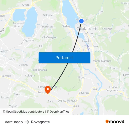 Vercurago to Rovagnate map