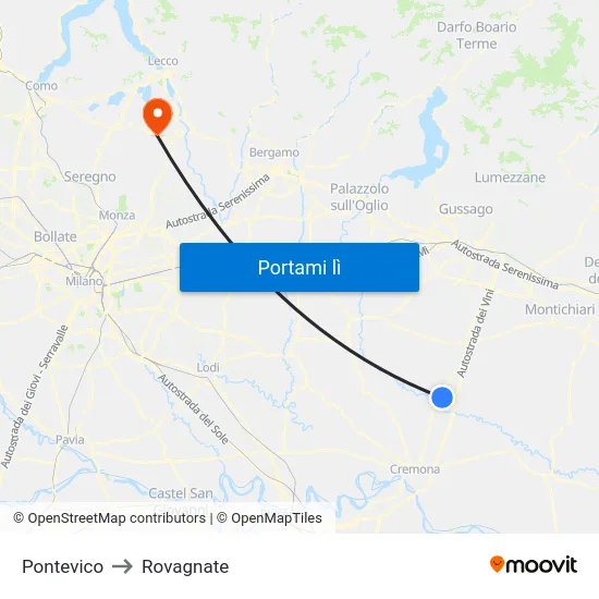 Pontevico to Rovagnate map